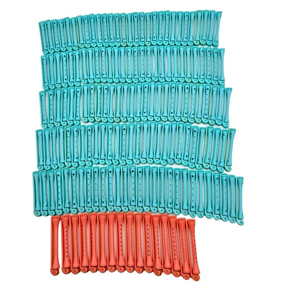 Lot 156 Vintage Hair Curling Rod Curlers Plastic Swing Arm Perm Rollers Teal - Picture 1 of 5